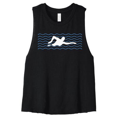 swimmer swimmers and swimming swimming swim Women's Racerback Cropped Tank