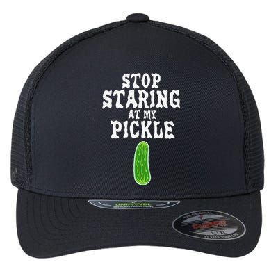 Stop Staring AT My Pickle Costume Funny Easy Halloween Gift Flexfit Unipanel Trucker Cap