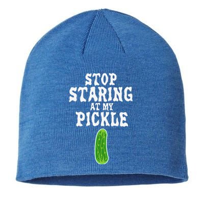 Stop Staring AT My Pickle Costume Funny Easy Halloween Gift Sustainable Beanie