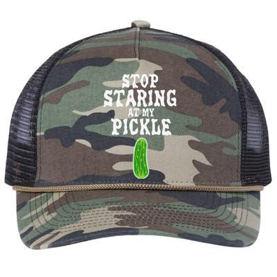 Stop Staring AT My Pickle Costume Funny Easy Halloween Gift Retro Rope Trucker Hat Cap