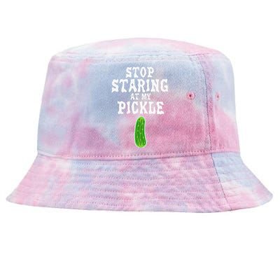 Stop Staring AT My Pickle Costume Funny Easy Halloween Gift Tie-Dyed Bucket Hat