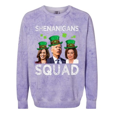 Shenanigans Squad Anti Biden Shamrock St Patrick's Day Funny  Colorblast Crewneck Sweatshirt