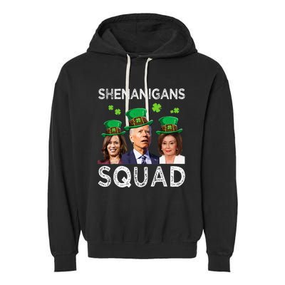 Shenanigans Squad Anti Biden Shamrock St Patrick's Day Funny  Garment-Dyed Fleece Hoodie