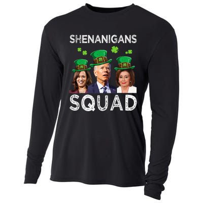 Shenanigans Squad Anti Biden Shamrock St Patrick's Day Funny  Cooling Performance Long Sleeve Crew