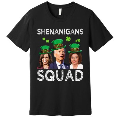 Shenanigans Squad Anti Biden Shamrock St Patrick's Day Funny  Premium T-Shirt