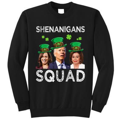 Shenanigans Squad Anti Biden Shamrock St Patrick's Day Funny  Tall Sweatshirt