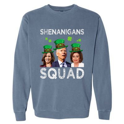 Shenanigans Squad Anti Biden Shamrock St Patrick's Day Funny  Garment-Dyed Sweatshirt