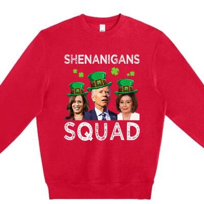 Shenanigans Squad Anti Biden Shamrock St Patrick's Day Funny  Premium Crewneck Sweatshirt