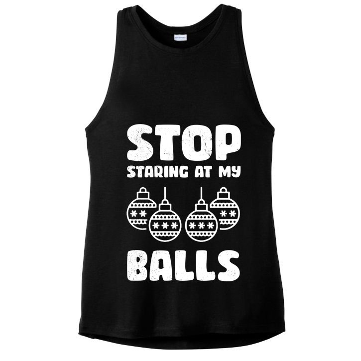 Stop Staring At My Balls Funny XMas Ladies PosiCharge Tri-Blend Wicking Tank