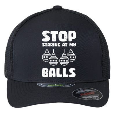 Stop Staring At My Balls Funny XMas Flexfit Unipanel Trucker Cap