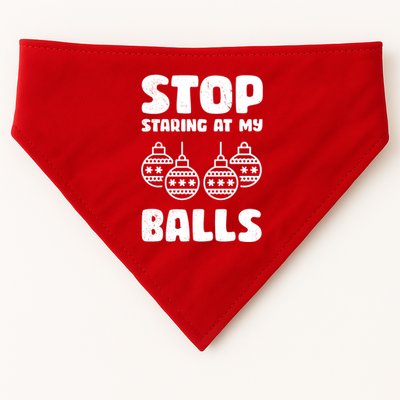 Stop Staring At My Balls Funny XMas USA-Made Doggie Bandana