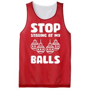 Stop Staring At My Balls Funny XMas Mesh Reversible Basketball Jersey Tank