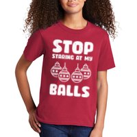 Stop Staring At My Balls Funny XMas Kids T-Shirt