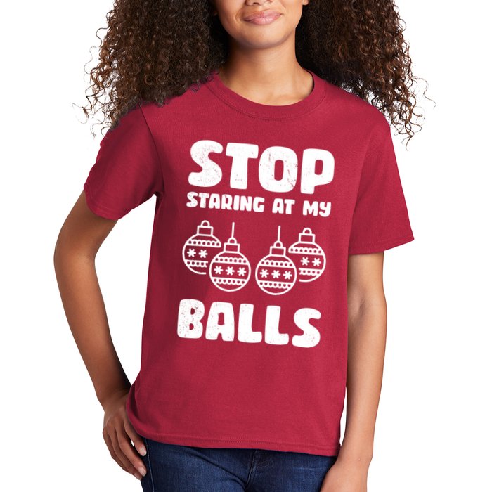 Stop Staring At My Balls Funny XMas Kids T-Shirt
