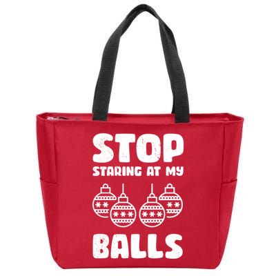 Stop Staring At My Balls Funny XMas Zip Tote Bag