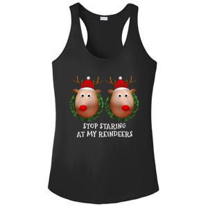 Stop Staring At My Reindeers Boobs Ugly Gag Xmas Sweater Funny Gift Ladies PosiCharge Competitor Racerback Tank