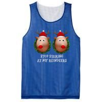 Stop Staring At My Reindeers Boobs Ugly Gag Xmas Sweater Funny Gift Mesh Reversible Basketball Jersey Tank