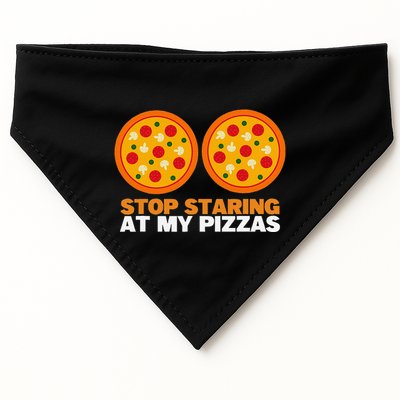 Stop Staring At My Pizza Party Women Funny Pizza USA-Made Doggie Bandana
