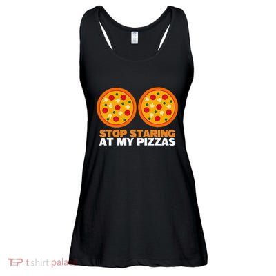 Stop Staring At My Pizza Party Women Funny Pizza Ladies Essential Flowy Tank