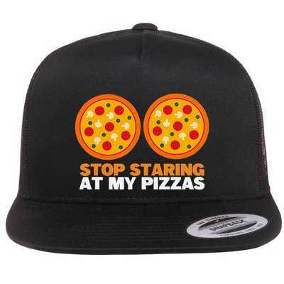 Stop Staring At My Pizza Party Women Funny Pizza Flatbill Hat