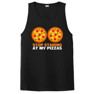 Stop Staring At My Pizza Party Women Funny Pizza PosiCharge Competitor Tank