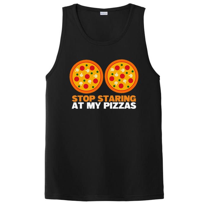 Stop Staring At My Pizza Party Women Funny Pizza PosiCharge Competitor Tank