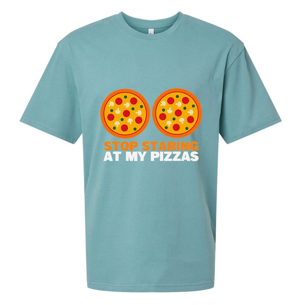 Stop Staring At My Pizza Party Women Funny Pizza Sueded Cloud Jersey T-Shirt
