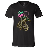 Soul Sista Afro 70s Soul Music Retro Disco Black Funk Lovers V-Neck T-Shirt