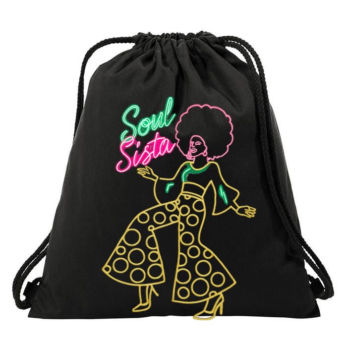 Soul Sista Afro 70s Soul Music Retro Disco Black Funk Lovers Drawstring Bag