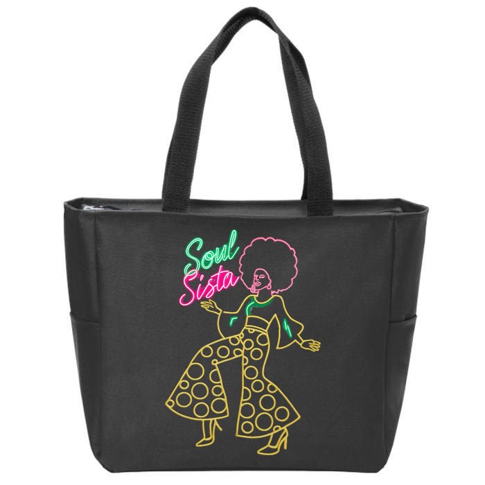 Soul Sista Afro 70s Soul Music Retro Disco Black Funk Lovers Zip Tote Bag