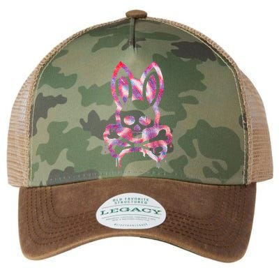 Scary Skull And Crossbones Bad Rabbit Horror Bunny Halloween Legacy Tie Dye Trucker Hat