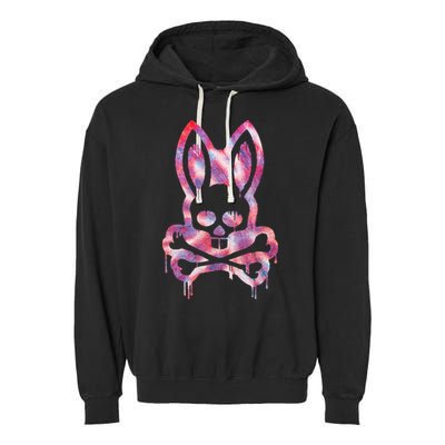 Scary Skull And Crossbones Bad Rabbit Horror Bunny Halloween Garment-Dyed Fleece Hoodie