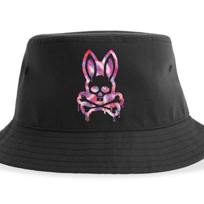 Scary Skull And Crossbones Bad Rabbit Horror Bunny Halloween Sustainable Bucket Hat