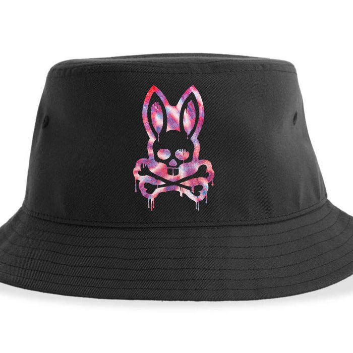 Scary Skull And Crossbones Bad Rabbit Horror Bunny Halloween Sustainable Bucket Hat