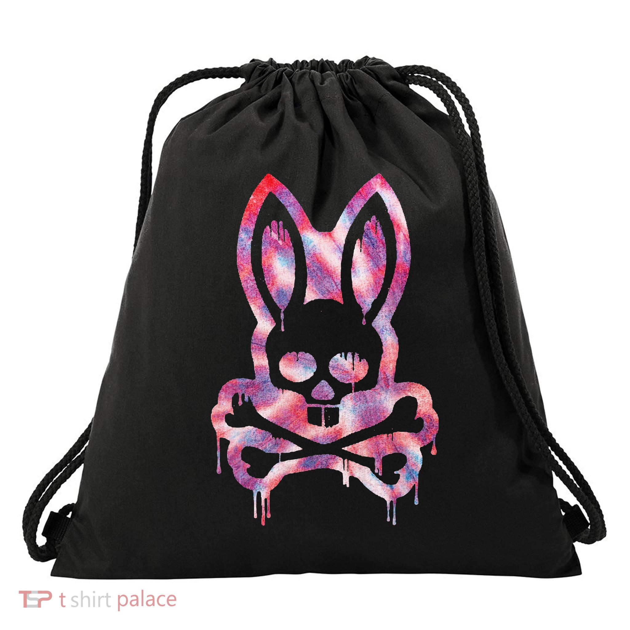 Scary Skull And Crossbones Bad Rabbit Horror Bunny Halloween Drawstring Bag