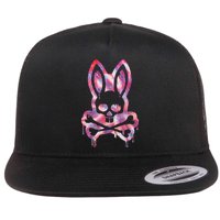Scary Skull And Crossbones Bad Rabbit Horror Bunny Halloween Flat Bill Trucker Hat