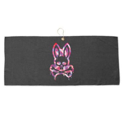 Scary Skull And Crossbones Bad Rabbit Horror Bunny Halloween Large Microfiber Waffle Golf Towel