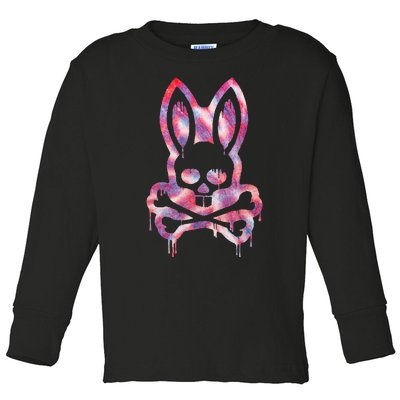 Scary Skull And Crossbones Bad Rabbit Horror Bunny Halloween Toddler Long Sleeve Shirt