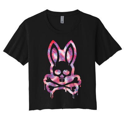 Scary Skull And Crossbones Bad Rabbit Horror Bunny Halloween Crop Top