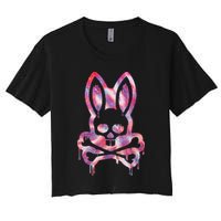 Scary Skull And Crossbones Bad Rabbit Horror Bunny Halloween Crop Top