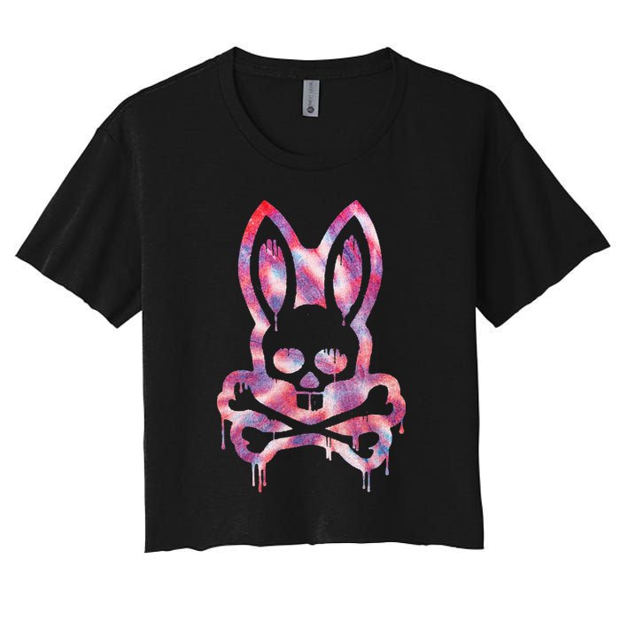 Scary Skull And Crossbones Bad Rabbit Horror Bunny Halloween Crop Top