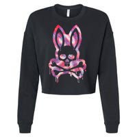 Scary Skull And Crossbones Bad Rabbit Horror Bunny Halloween Cropped Pullover Crew