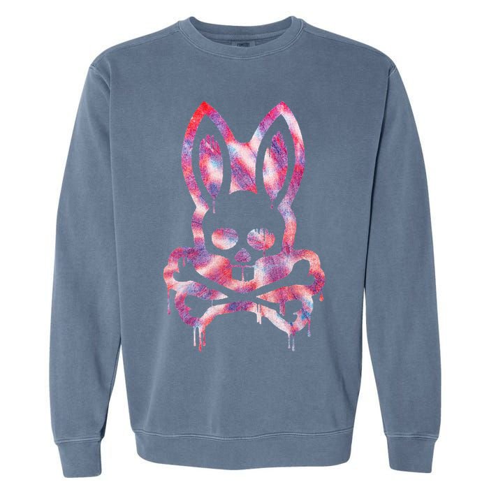 Scary Skull And Crossbones Bad Rabbit Horror Bunny Halloween Garment-Dyed Sweatshirt