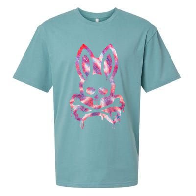Scary Skull And Crossbones Bad Rabbit Horror Bunny Halloween Sueded Cloud Jersey T-Shirt