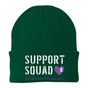 Support Squad Alzheimers Awareness Heart Ribbon Knit Cap Winter Beanie