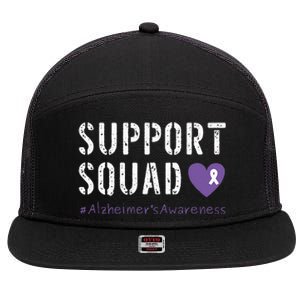 Support Squad Alzheimers Awareness Heart Ribbon 7 Panel Mesh Trucker Snapback Hat