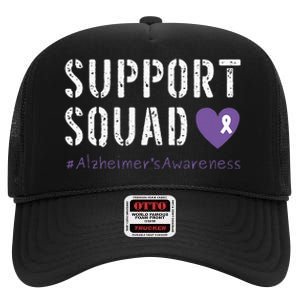 Support Squad Alzheimers Awareness Heart Ribbon High Crown Mesh Back Trucker Hat