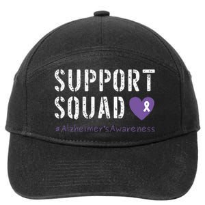 Support Squad Alzheimers Awareness Heart Ribbon 7-Panel Snapback Hat