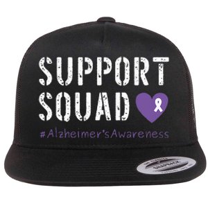 Support Squad Alzheimers Awareness Heart Ribbon Flat Bill Trucker Hat