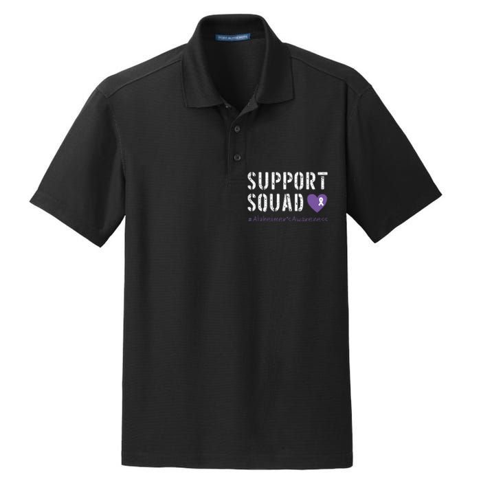 Support Squad Alzheimers Awareness Heart Ribbon Dry Zone Grid Polo